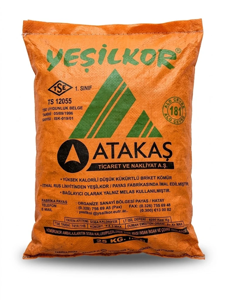 Yeşilkor Pres Briket Kömür (25 kg)